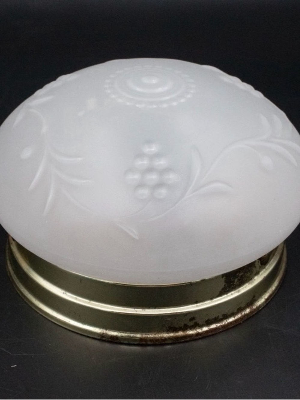 Vtg Frosted Grape Vine Glass Shade Globe Ceiling Light Fixture Cover & Hardware